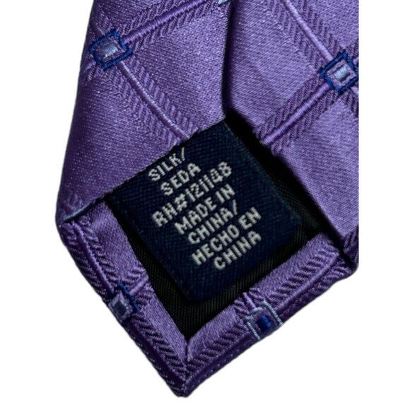 Stafford Big & Tall Purple Checkered Silk Tie - Picture 5 of 5
